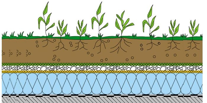 Przykładowe rozwiązanie materiałowe dachu zielonego, rys. K. Pawłowski