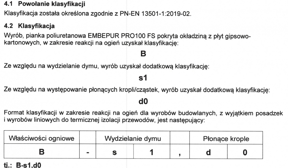 pianka embepur klasyfikacja